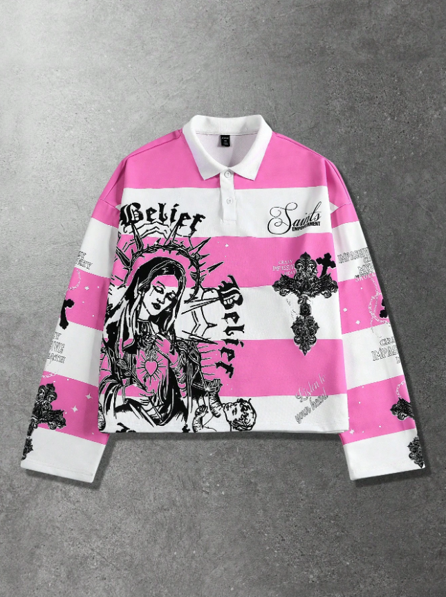 Men’s Retro Graphic Striped Sweatshirt